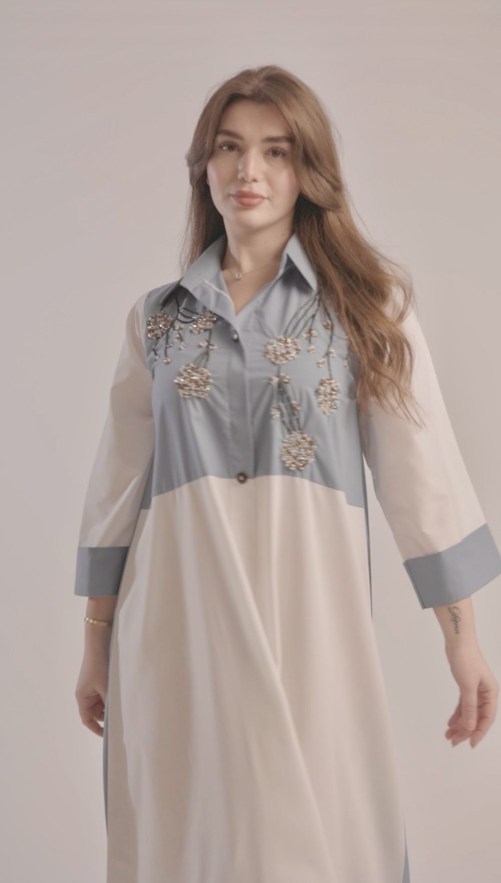 جلابيه ساده لونين شك